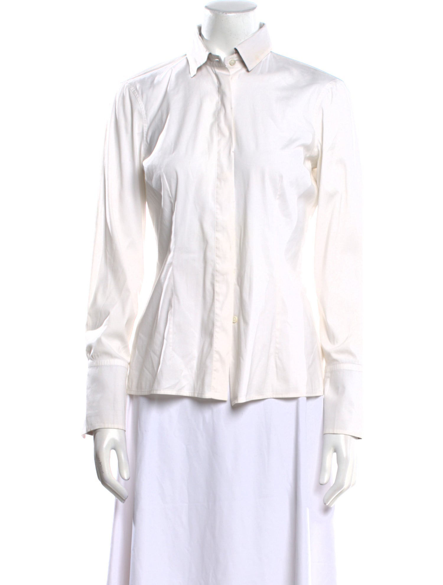 Brunello Cucinelli Silk Long Sleeve Button-Up Top