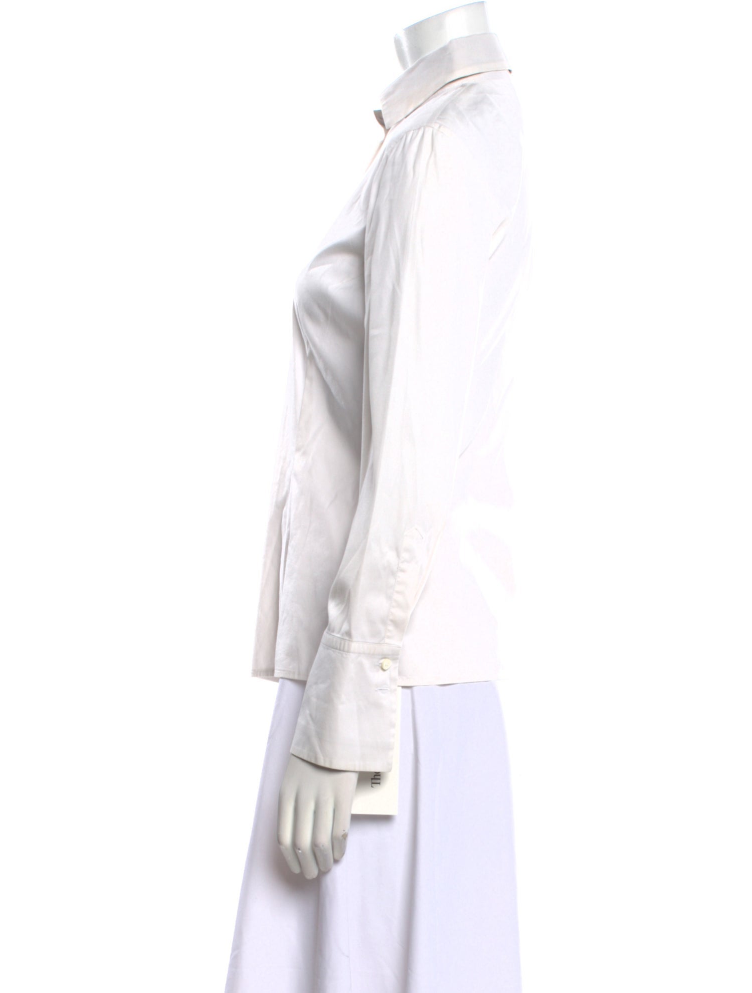 Brunello Cucinelli Silk Long Sleeve Button-Up Top