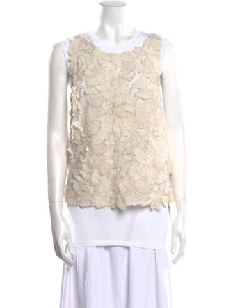 Brunello Cucinelli Lace Pattern Crew Neck Blouse