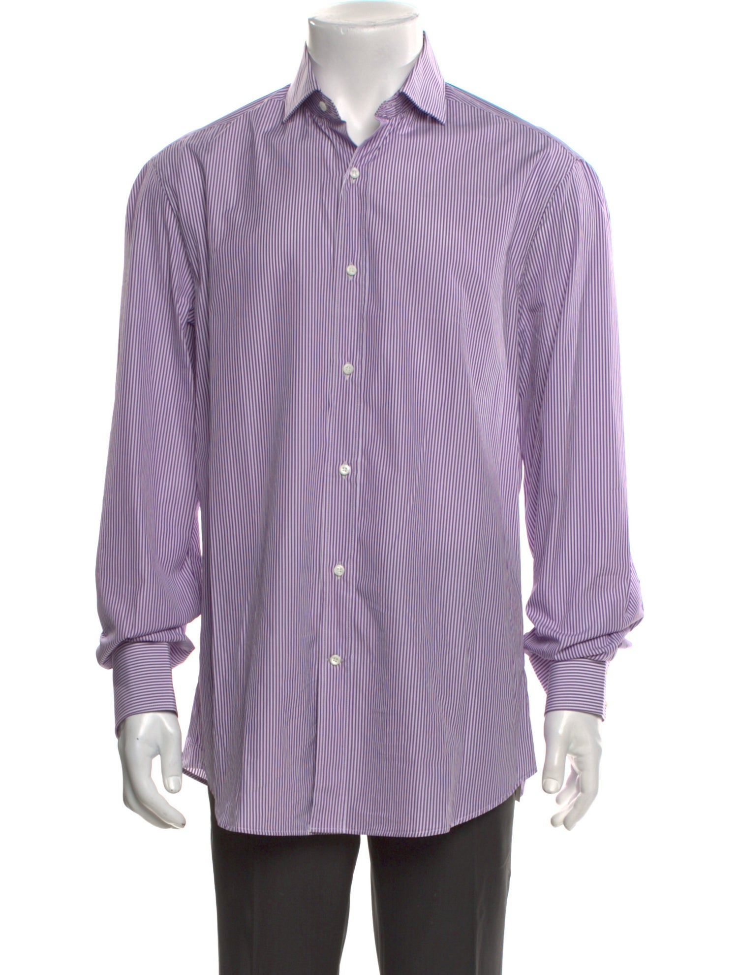 Brunello Cucinelli Striped Long Sleeve Dress Shirt