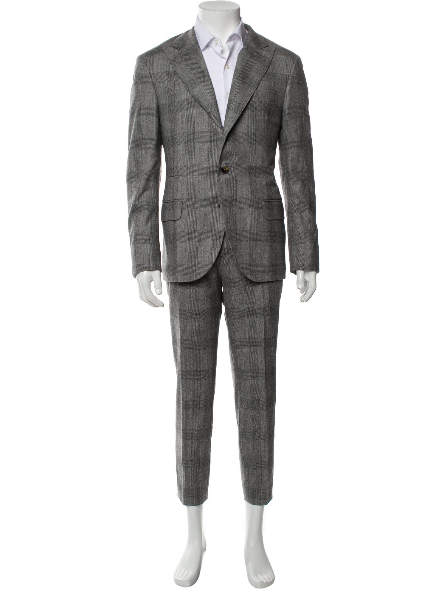 Brunello Cucinelli Virgin Wool Plaid Print Two-Piece Suit