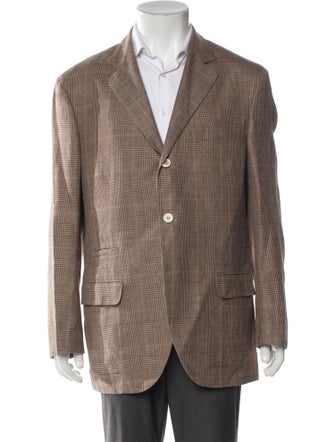 Brunello Cucinelli Linen Plaid Print Blazer