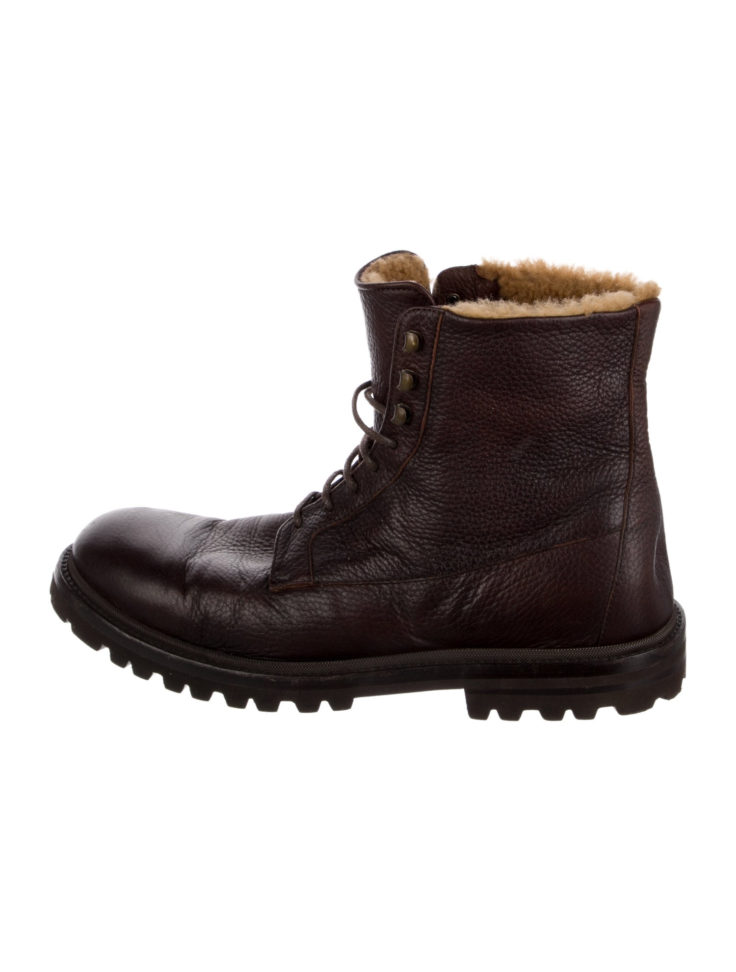 Brunello Cucinelli Leather Lace-Up Boots