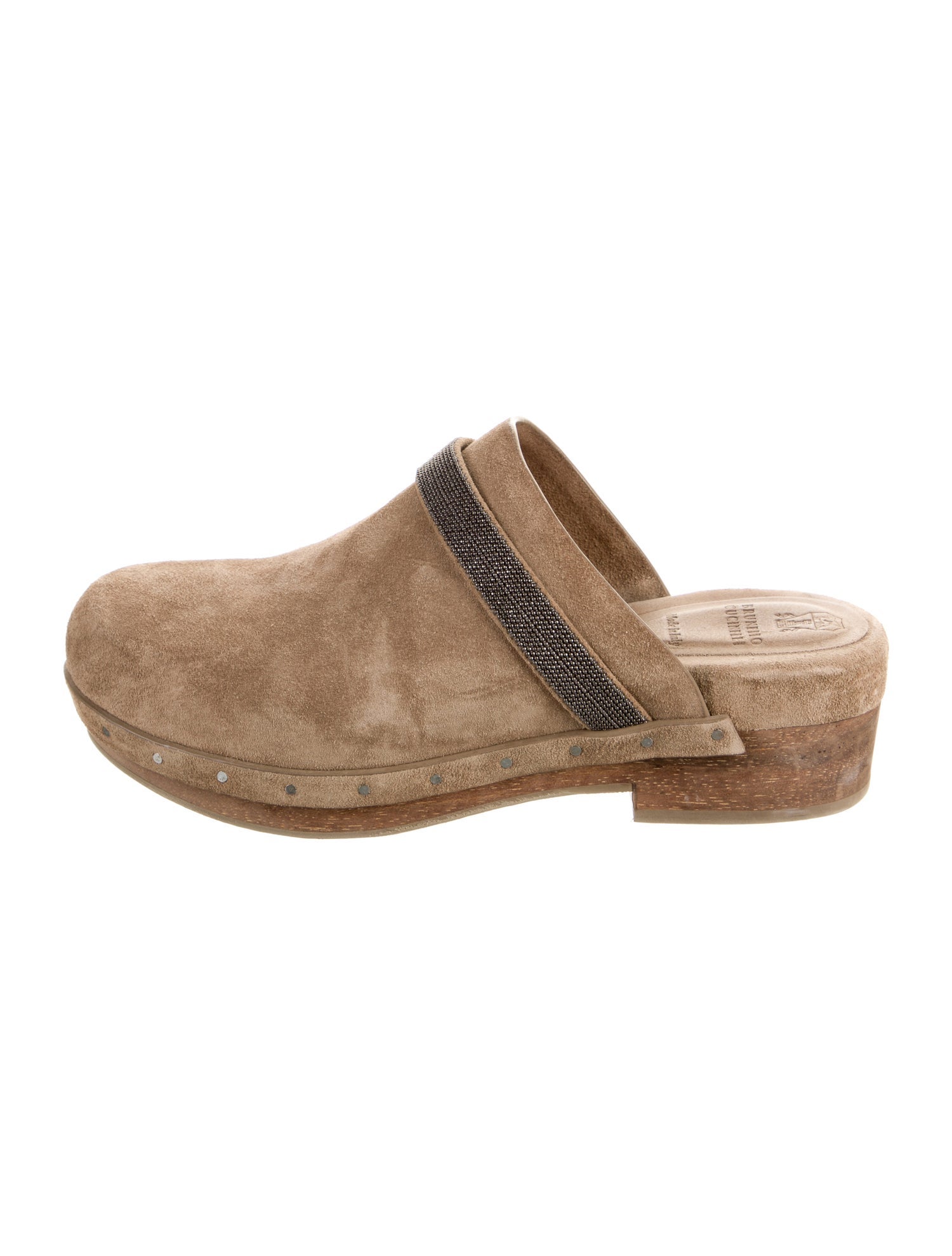Brunello Cucinelli Suede Beaded Accents Mules