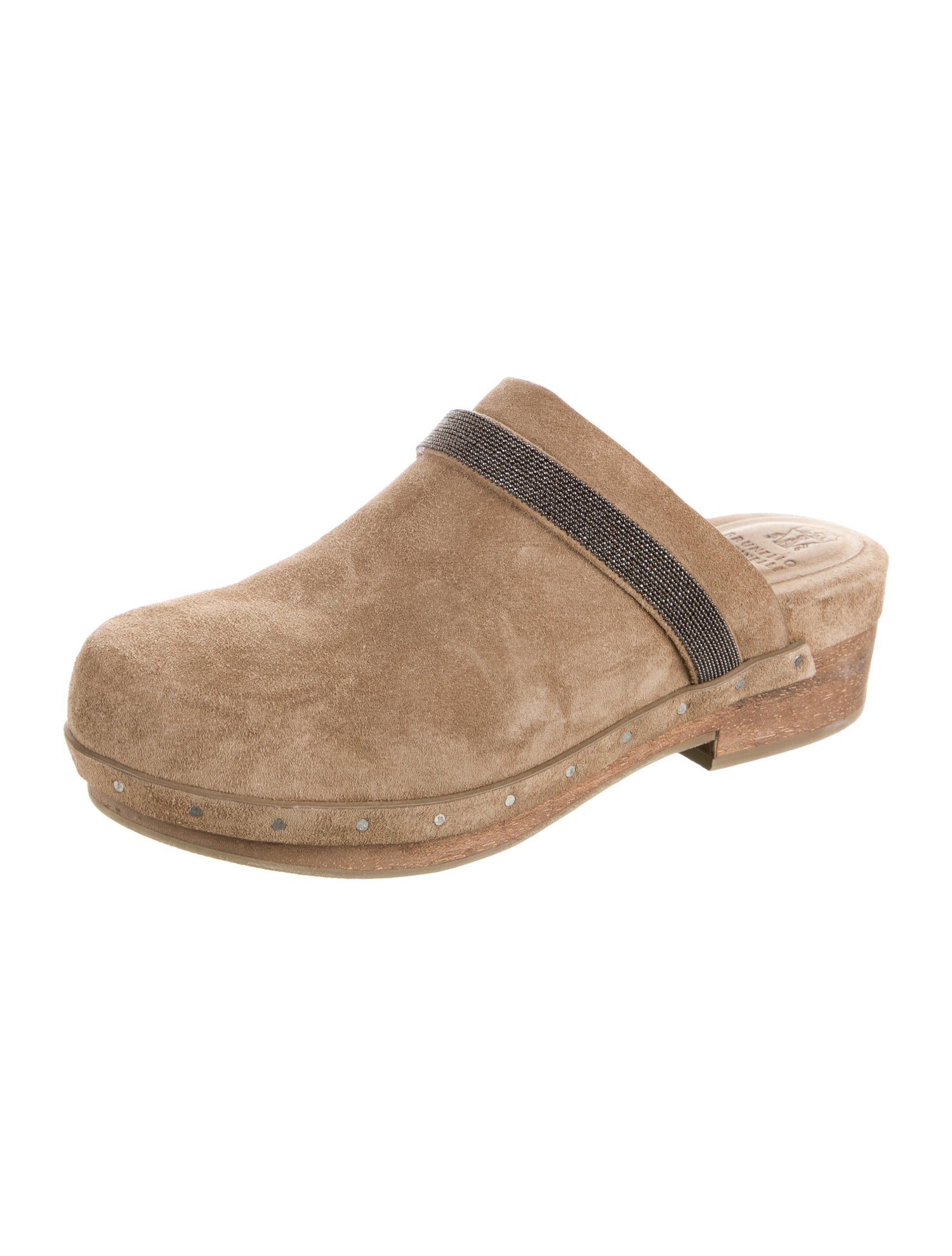 Brunello Cucinelli Suede Beaded Accents Mules