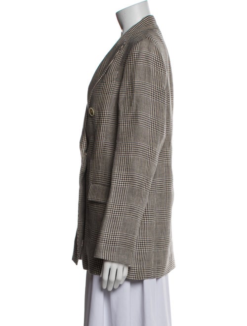 Brunello Cucinelli Linen Plaid Print Peacoat