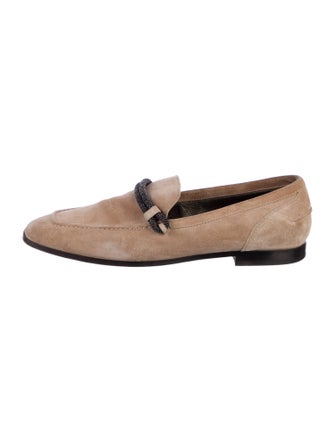 Brunello Cucinelli Suede Beaded Accents Loafers