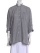 Brunello Cucinelli Striped Mock Neck Button-Up Top