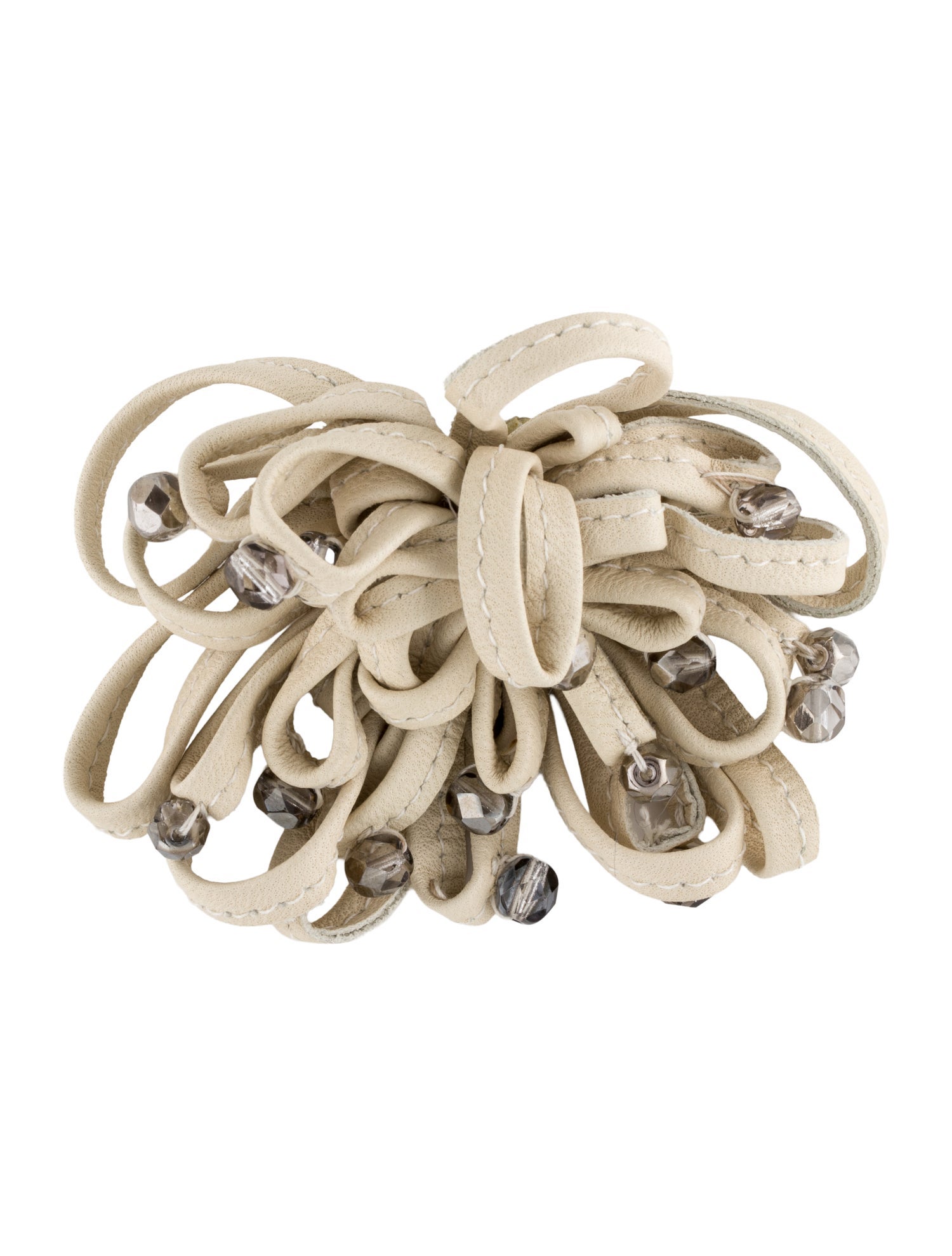 Brunello Cucinelli Leather Floral Brooch