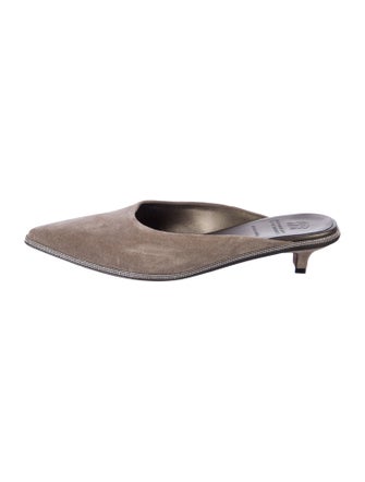 Brunello Cucinelli Monili Suede Mules