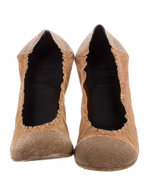 Brunello Cucinelli Suede Crystal Embellishments Ballet Flats