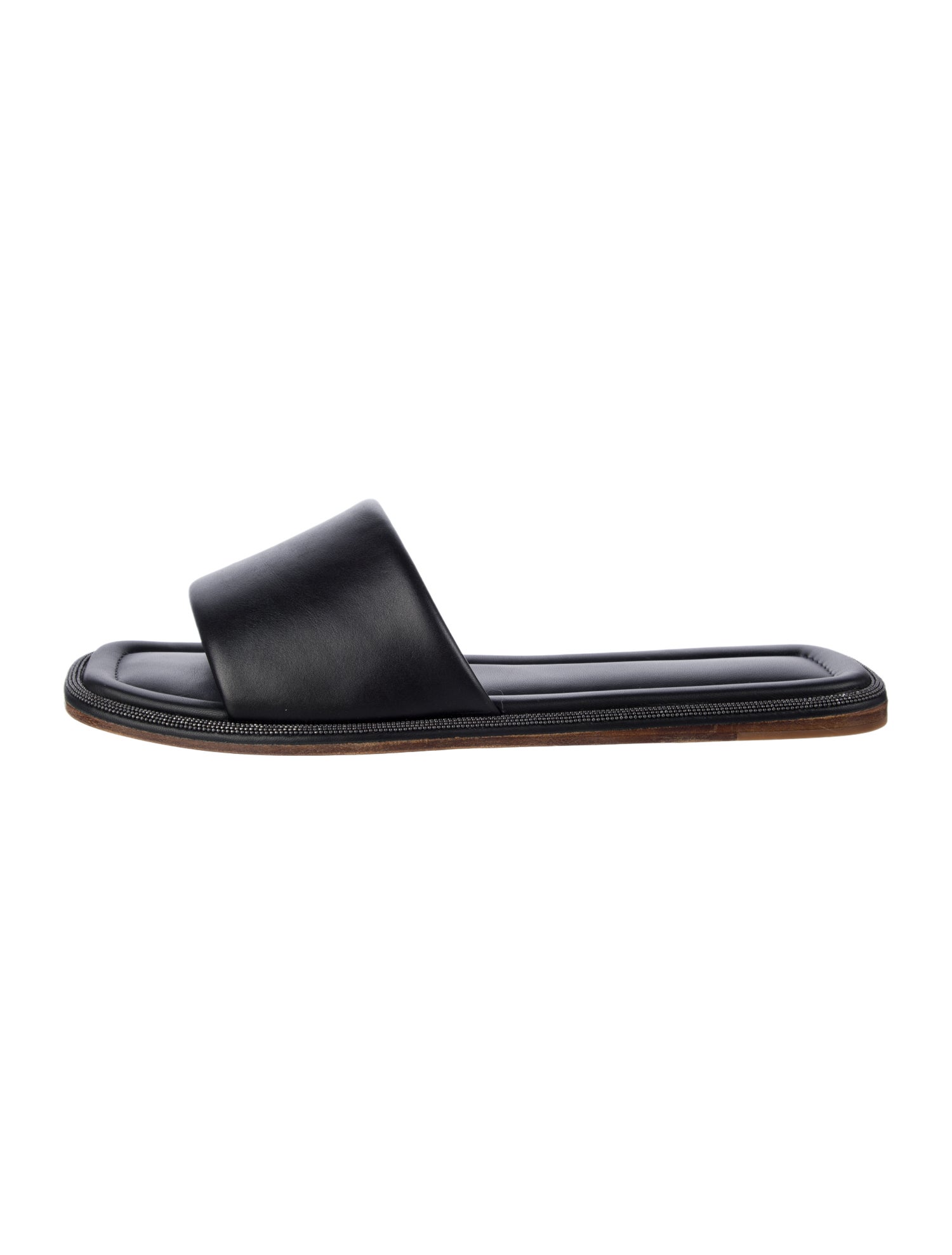 Brunello Cucinelli Monili Leather Slides