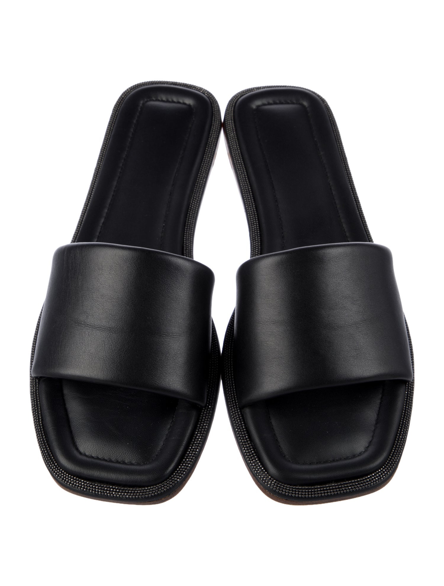 Brunello Cucinelli Monili Leather Slides