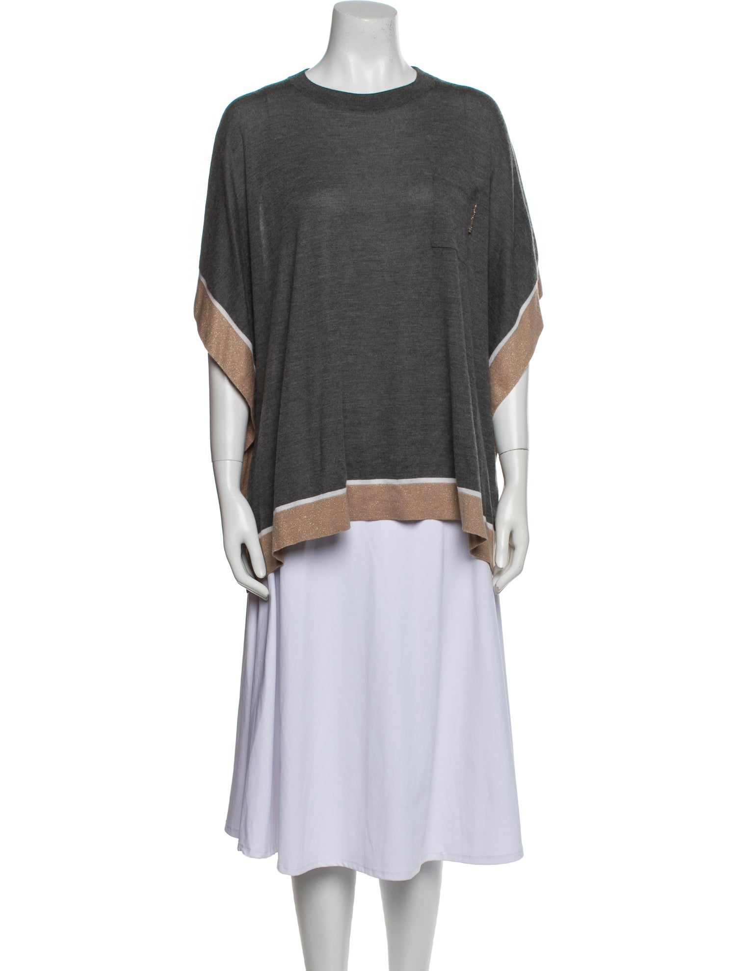 Brunello Cucinelli Cashmere Colorblock Pattern Top w/ Tags