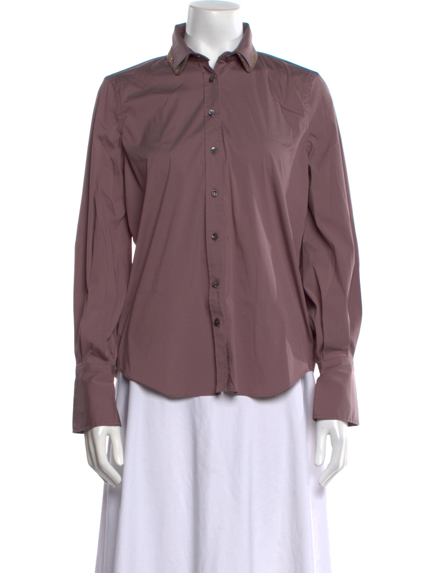 Brunello Cucinelli Long Sleeve Button-Up Top