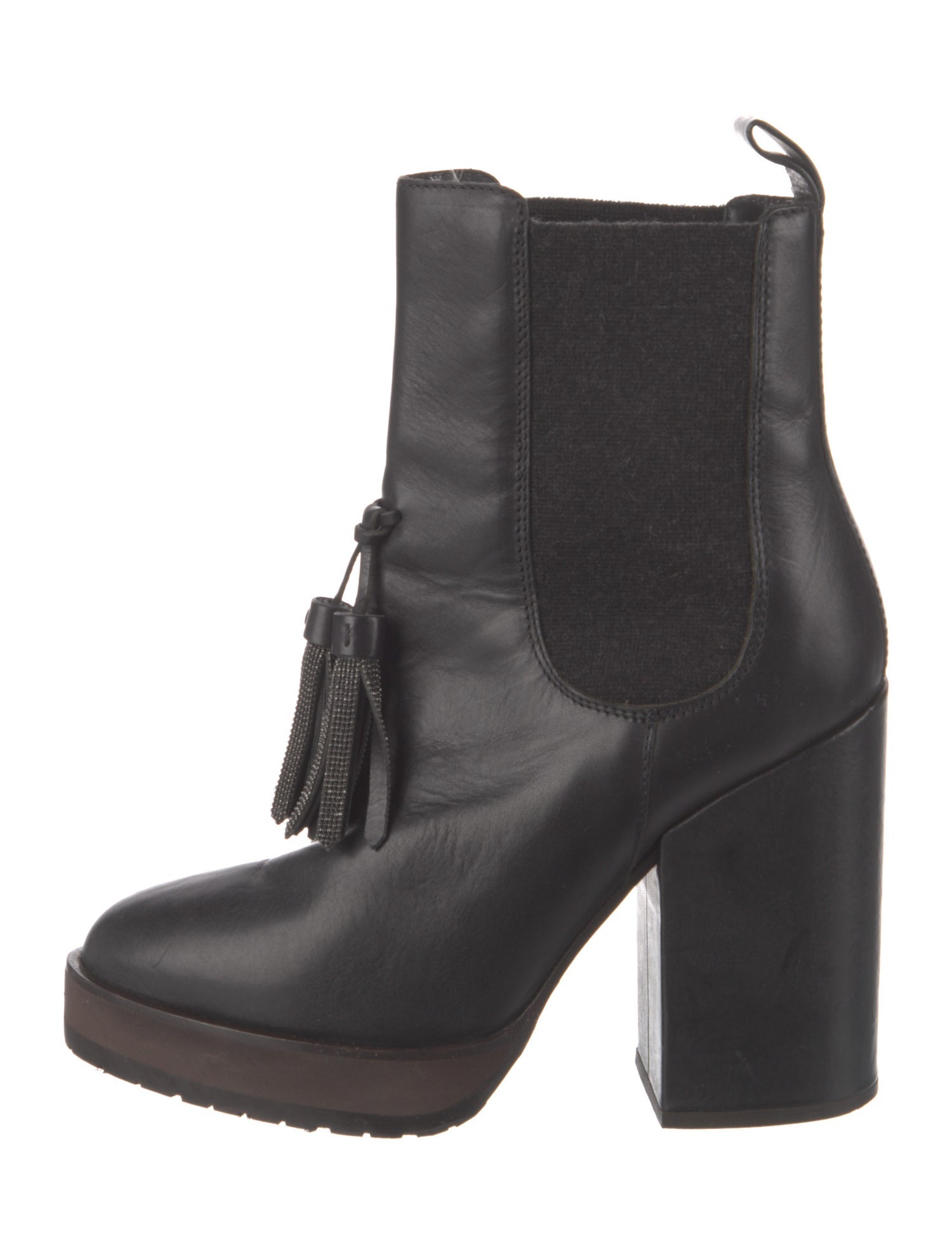 Brunello Cucinelli Leather Tassel Accents Lace-Up Boots