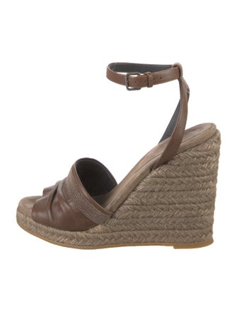 Brunello Cucinelli Monili Leather Espadrilles