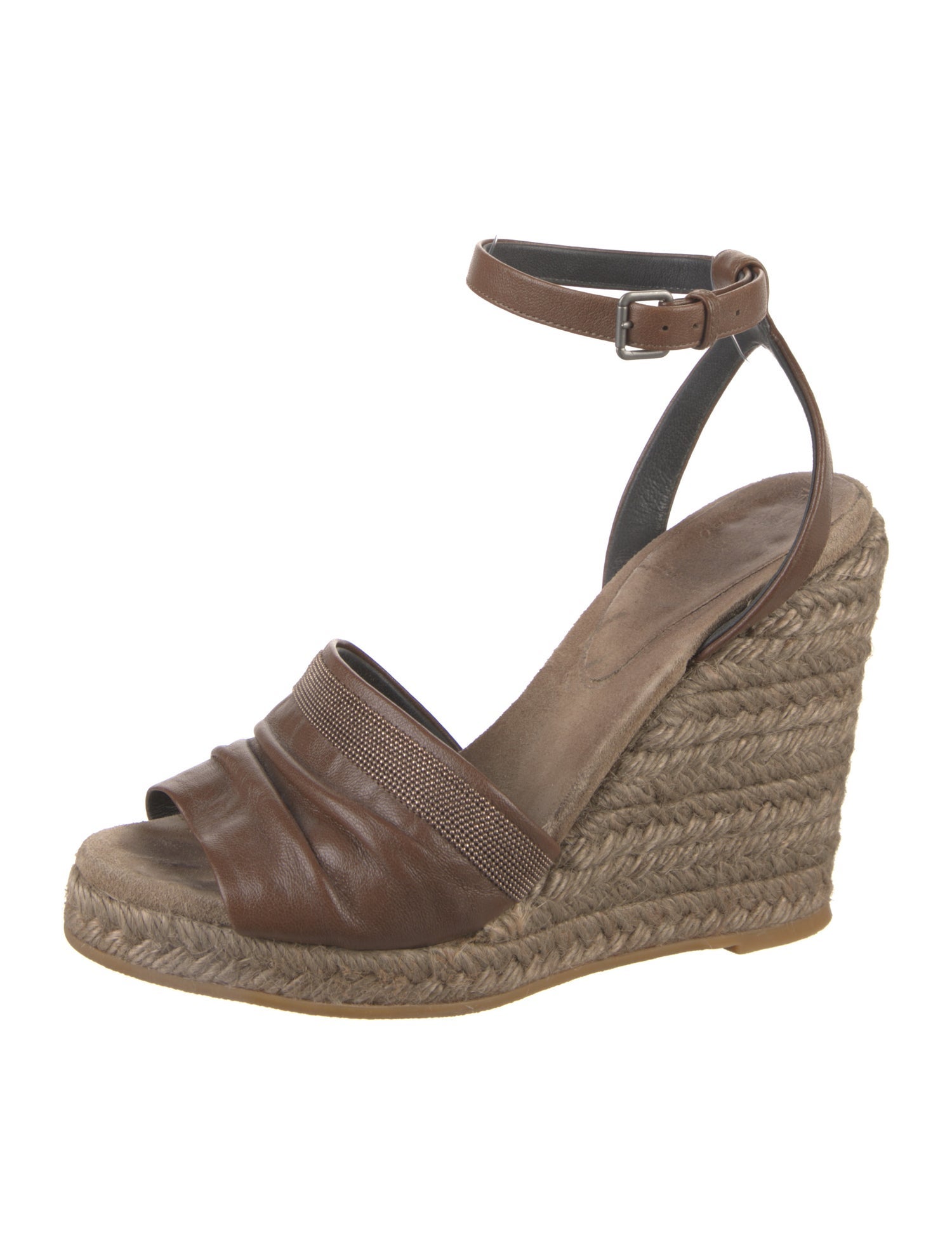 Brunello Cucinelli Monili Leather Espadrilles