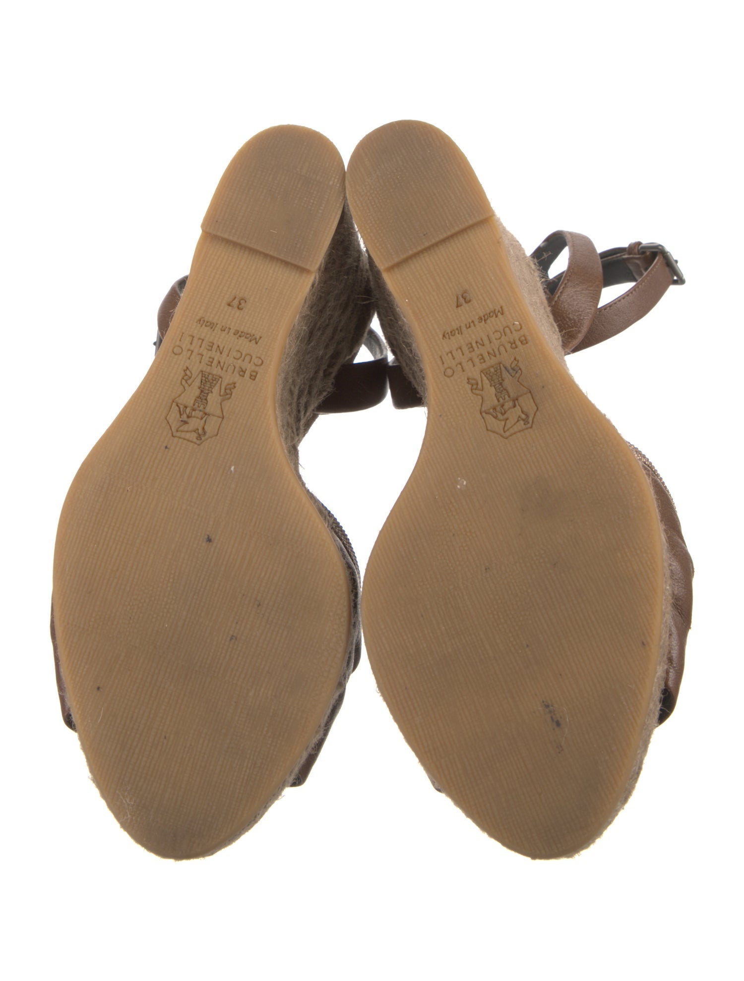 Brunello Cucinelli Monili Leather Espadrilles