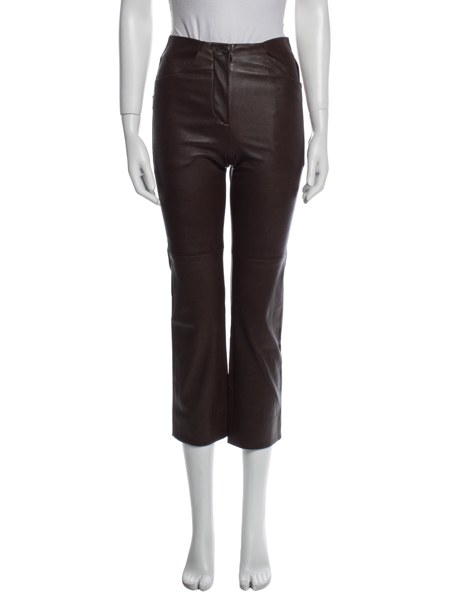 Brunello Cucinelli Leather Straight Leg Pants