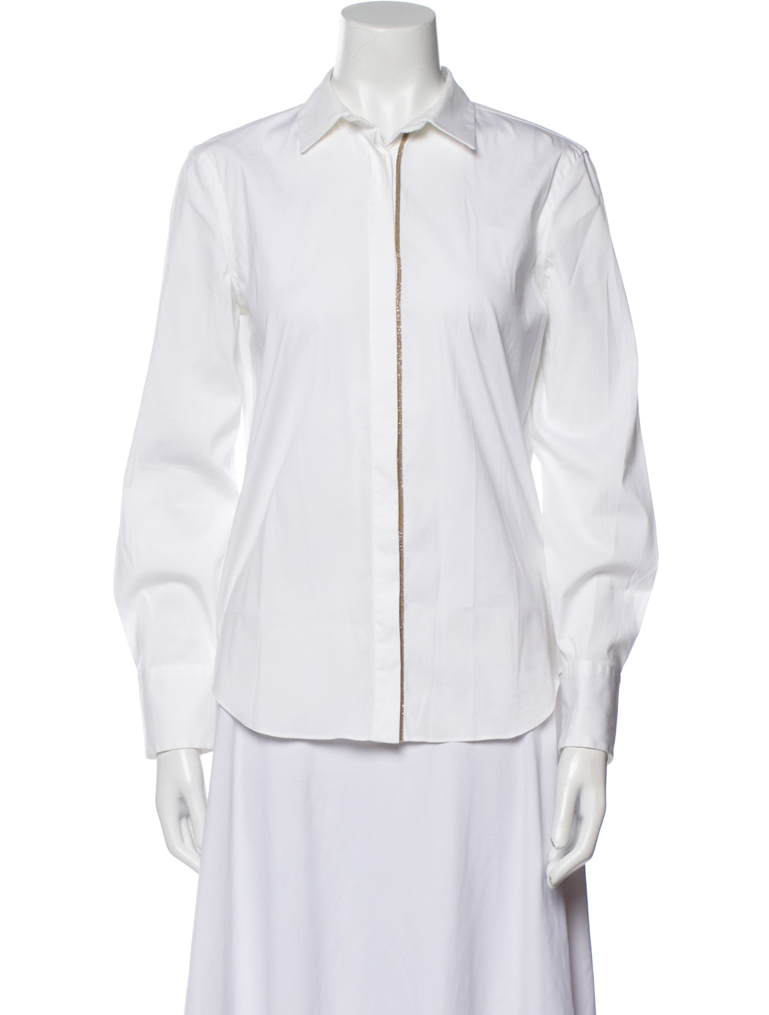 Brunello Cucinelli Long Sleeve Button-Up Top