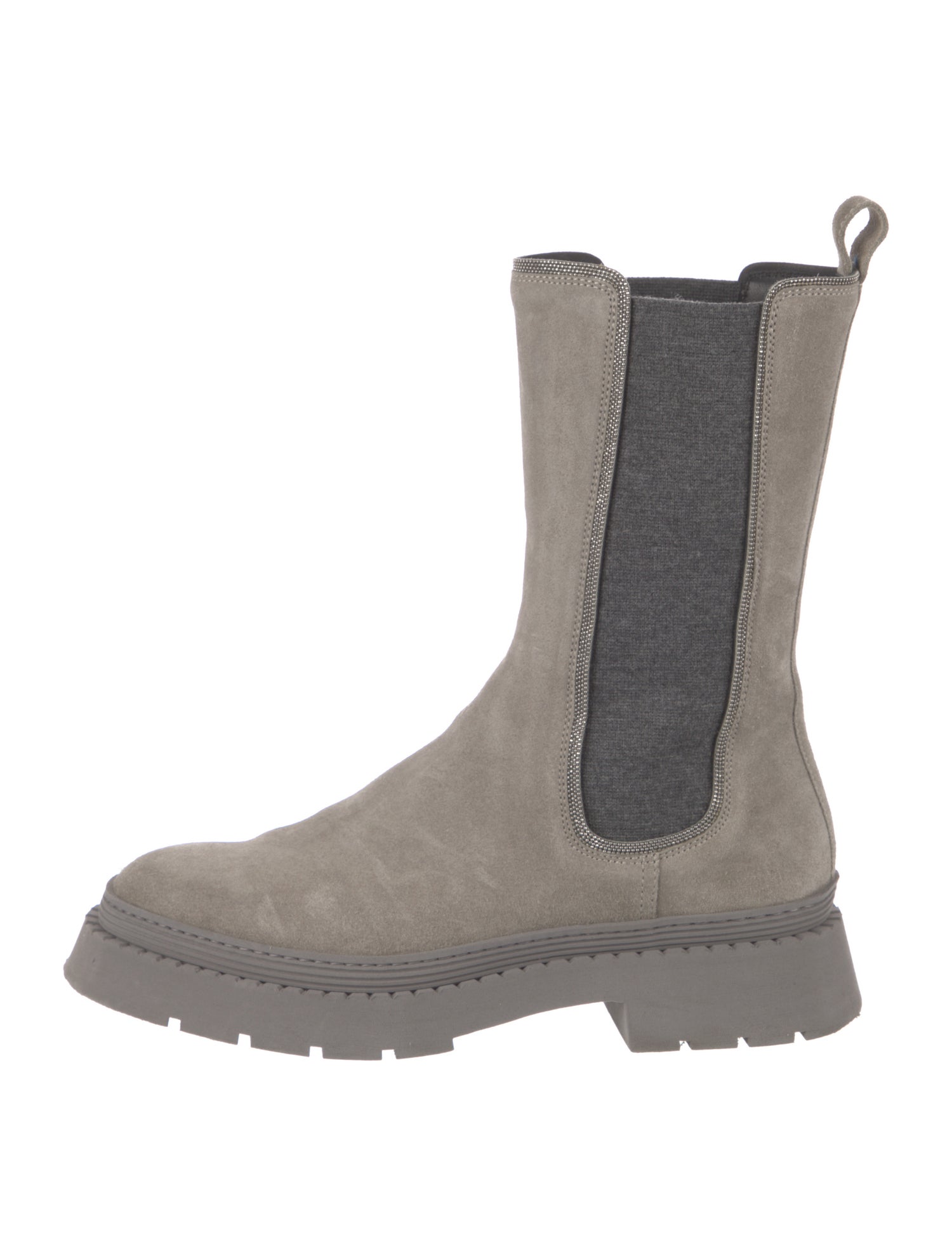 Brunello Cucinelli Suede Beaded Accents Chelsea Boots