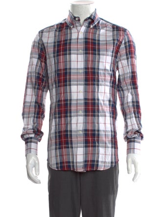 Brunello Cucinelli Plaid Print Long Sleeve Shirt