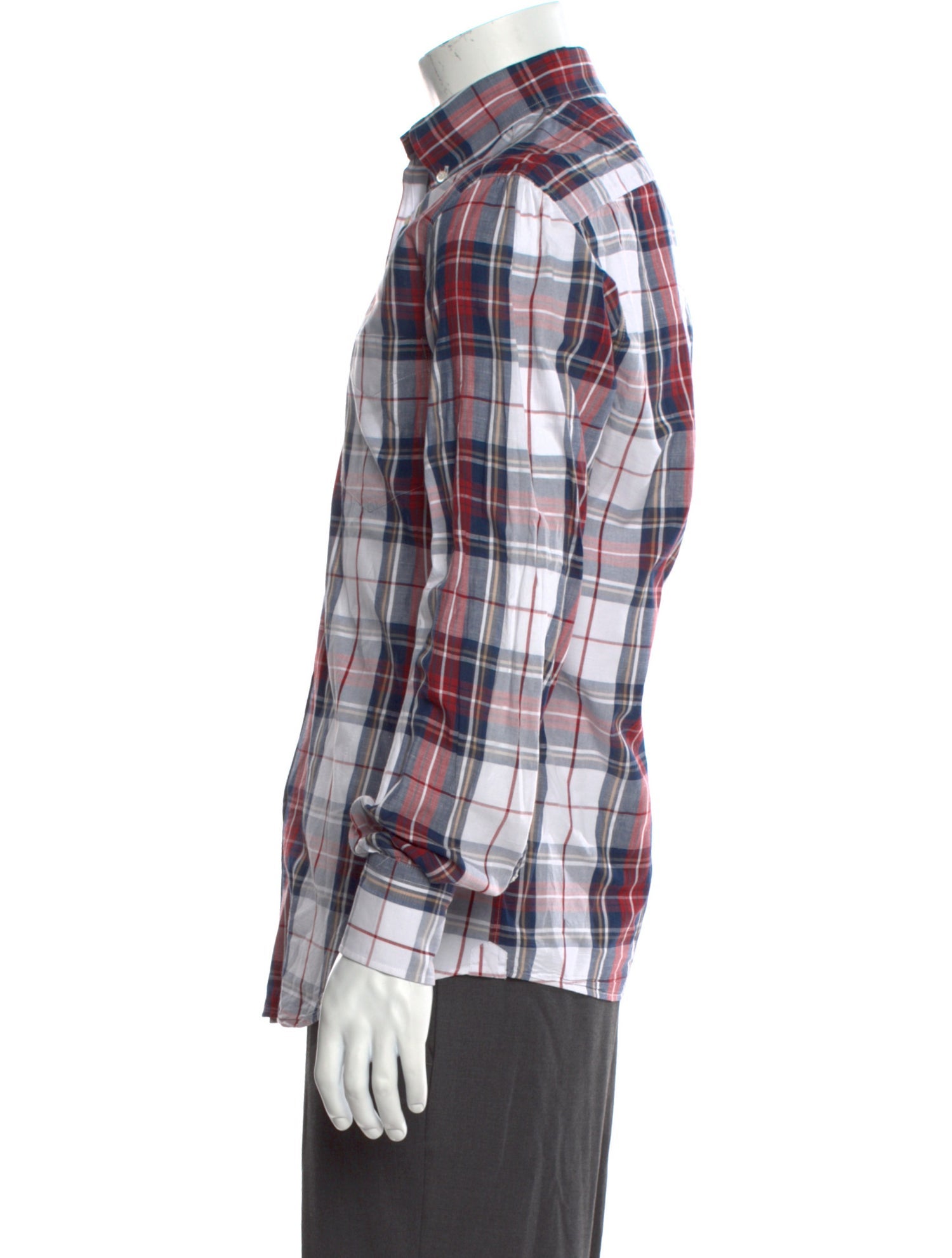 Brunello Cucinelli Plaid Print Long Sleeve Shirt