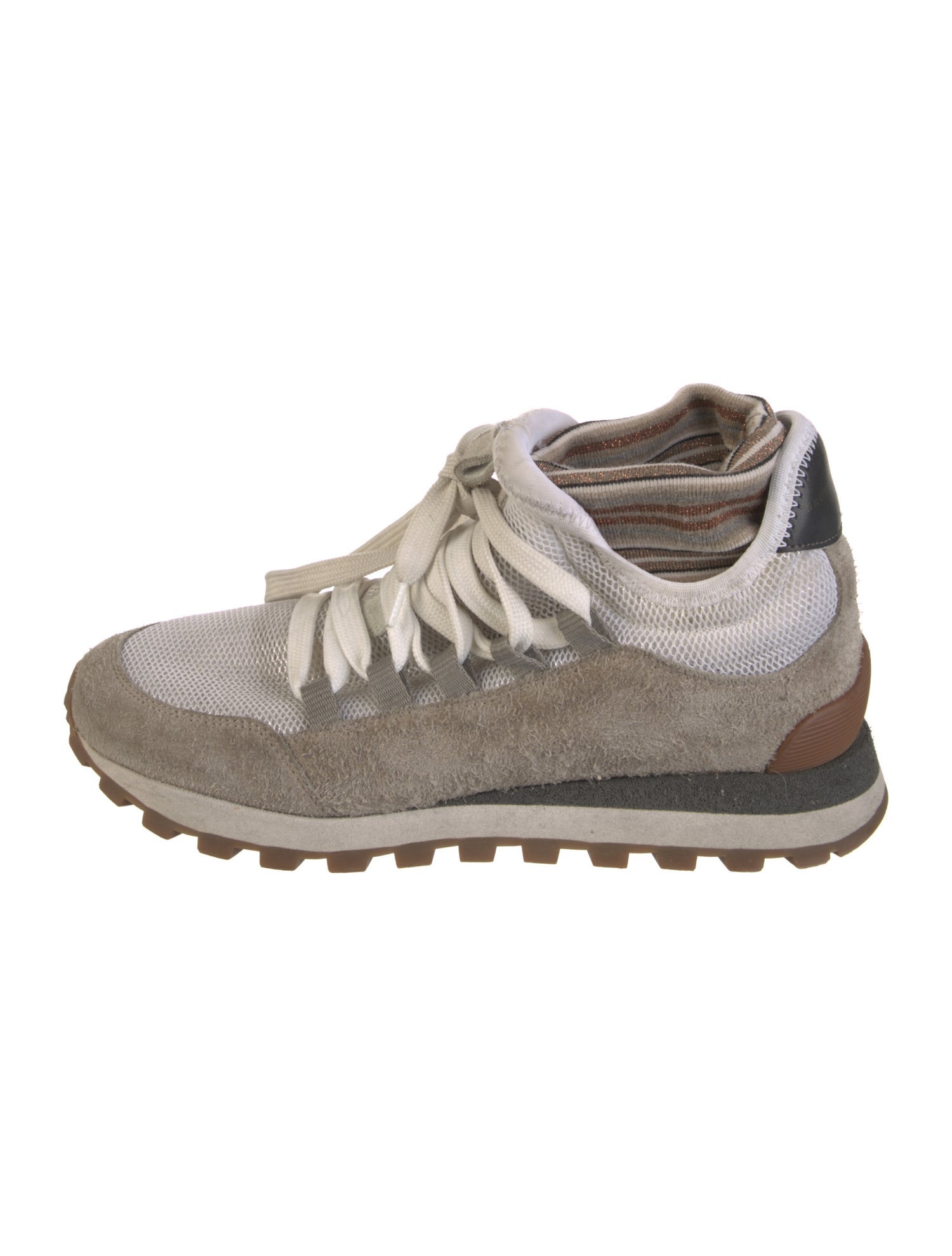 Brunello Cucinelli Mesh Colorblock Pattern Sneakers