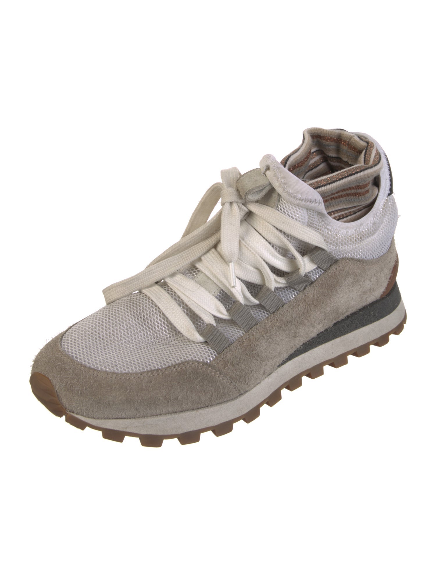 Brunello Cucinelli Mesh Colorblock Pattern Sneakers