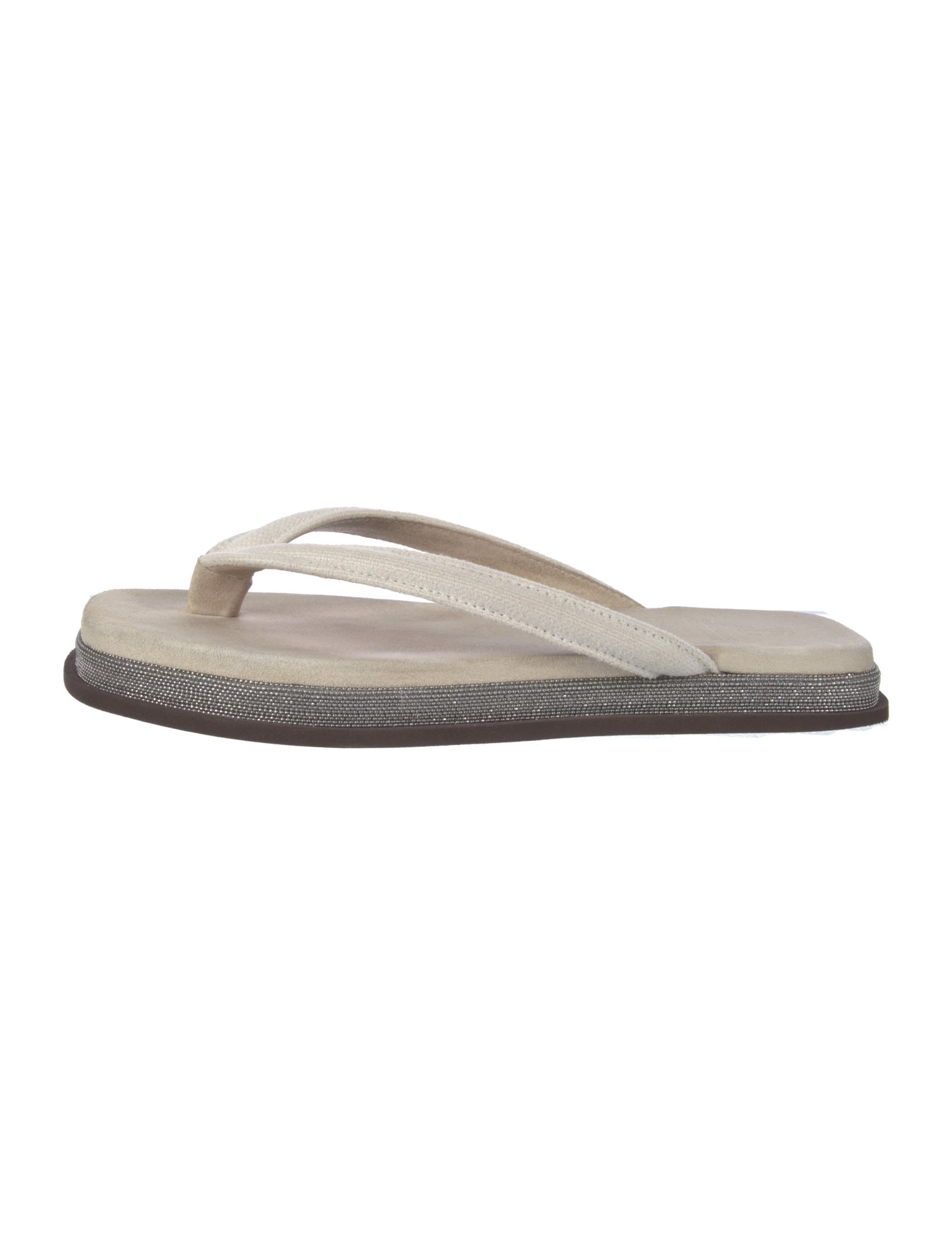 Brunello Cucinelli Monili Suede Flip Flops