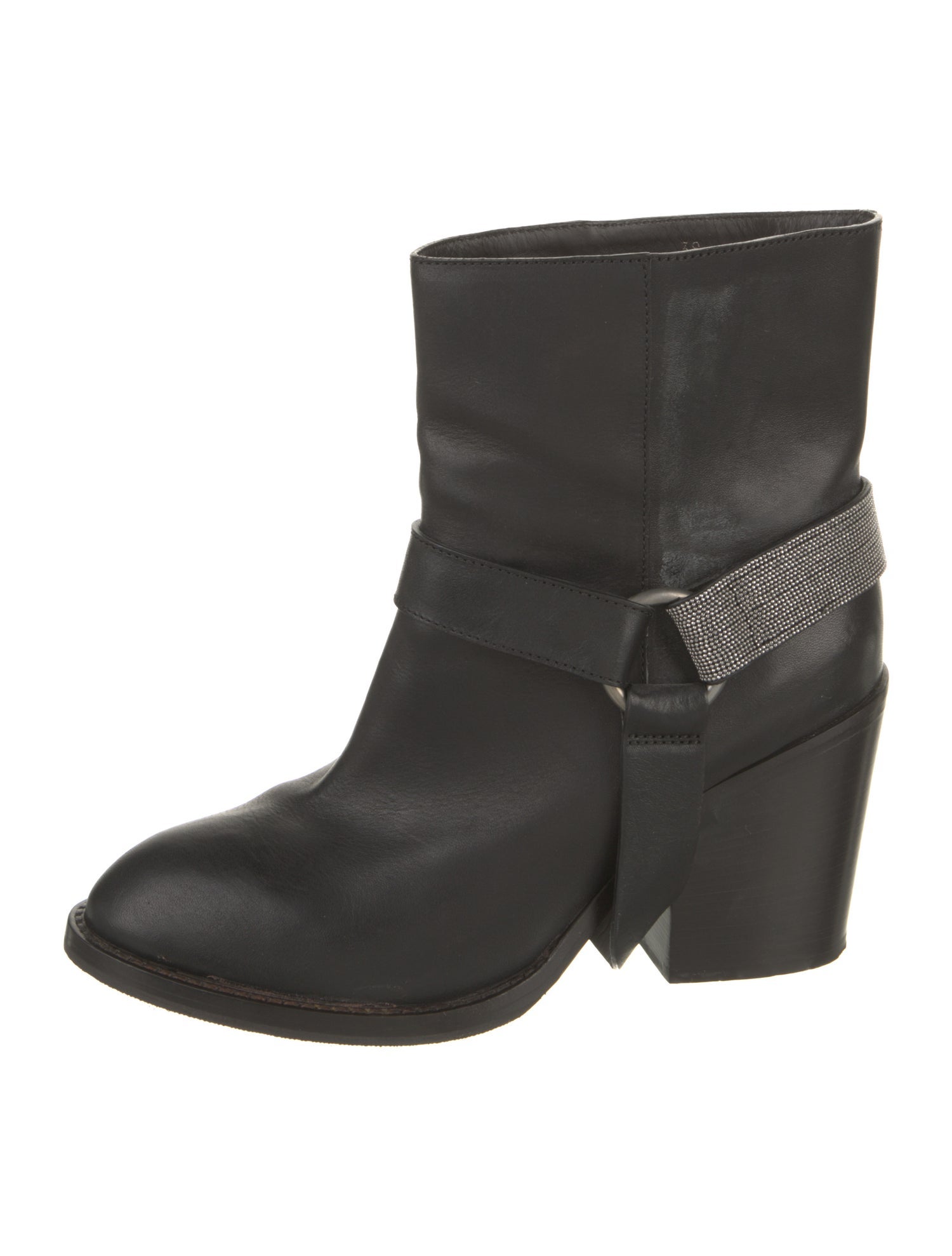 Brunello Cucinelli Monili Leather Moto Boots
