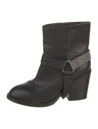 Brunello Cucinelli Monili Leather Moto Boots