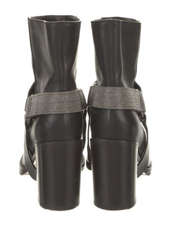 Brunello Cucinelli Monili Leather Moto Boots