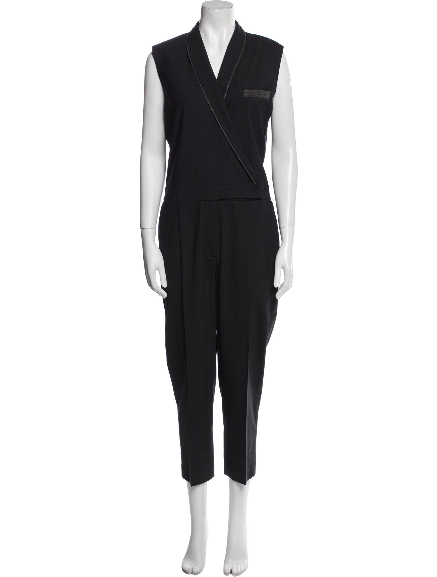 Brunello Cucinelli Virgin Wool V-Neck Jumpsuit