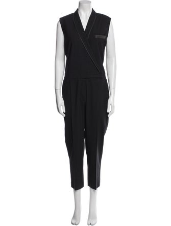 Brunello Cucinelli Virgin Wool V-Neck Jumpsuit