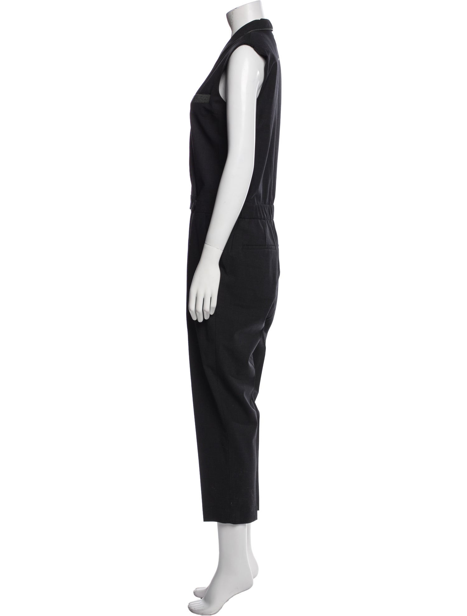 Brunello Cucinelli Virgin Wool V-Neck Jumpsuit