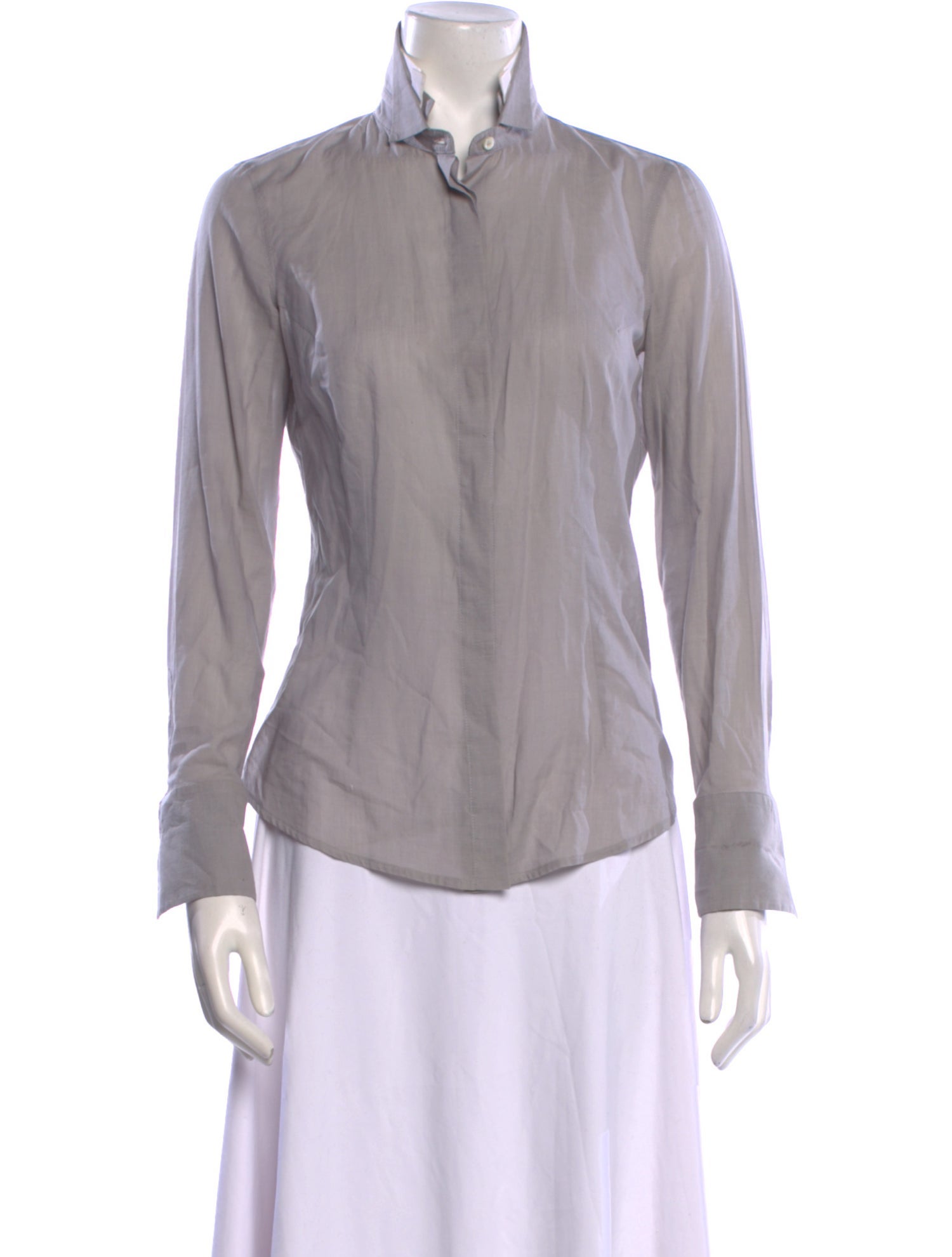 Brunello Cucinelli Long Sleeve Button-Up Top