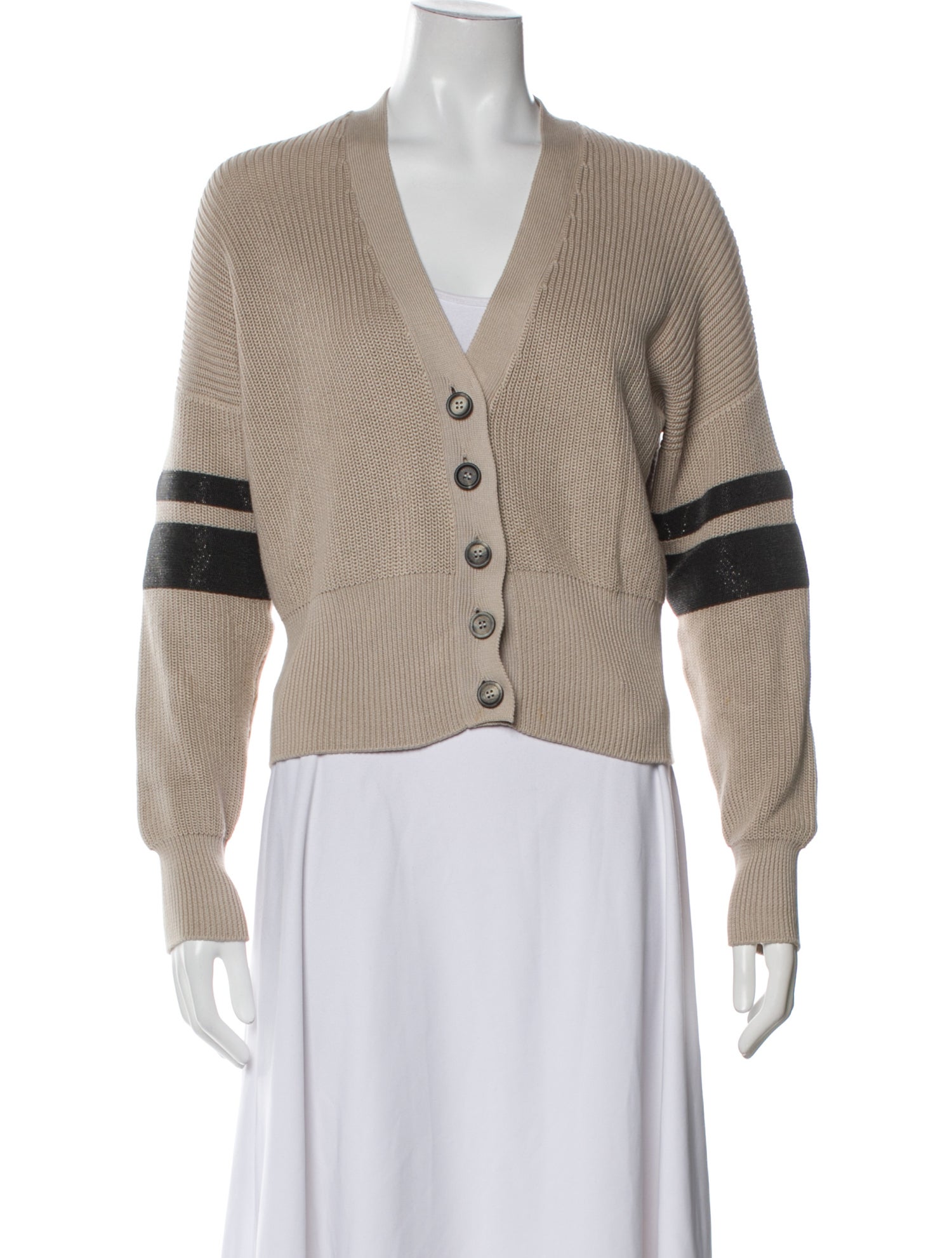 Brunello Cucinelli Striped V-Neck Sweater