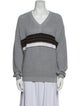 Brunello Cucinelli Striped V-Neck Sweater