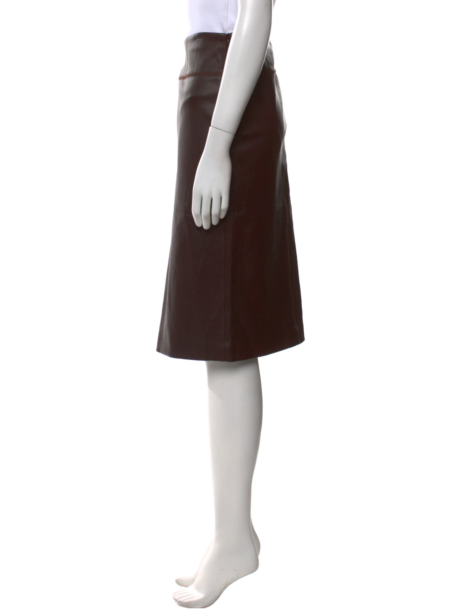 Brunello Cucinelli Leather Knee-Length Skirt