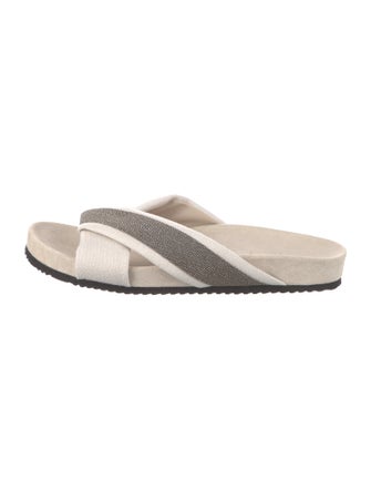 Brunello Cucinelli Monili Beaded Accents Slides