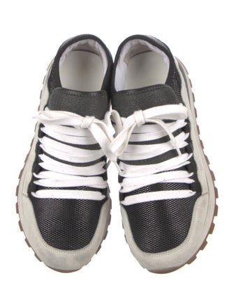 Brunello Cucinelli Suede Colorblock Pattern Sneakers