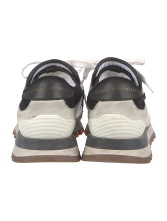 Brunello Cucinelli Suede Colorblock Pattern Sneakers