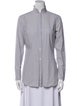 Brunello Cucinelli Mock Neck Long Sleeve Button-Up Top