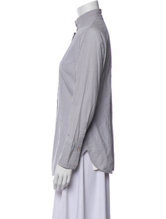 Brunello Cucinelli Mock Neck Long Sleeve Button-Up Top