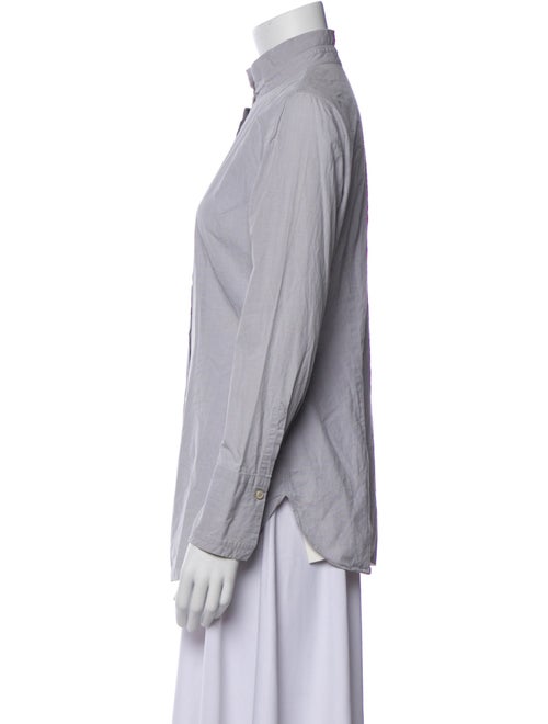 Brunello Cucinelli Mock Neck Long Sleeve Button-Up Top