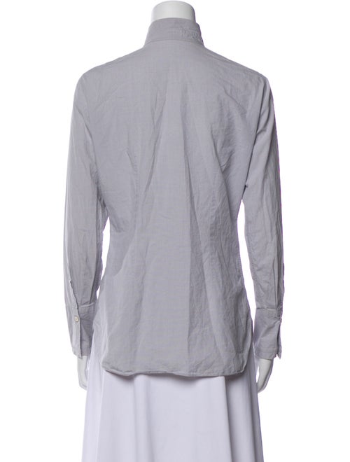 Brunello Cucinelli Mock Neck Long Sleeve Button-Up Top