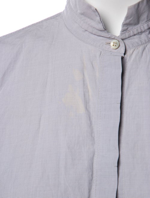 Brunello Cucinelli Mock Neck Long Sleeve Button-Up Top