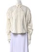 Brunello Cucinelli Striped Long Sleeve Button-Up Top